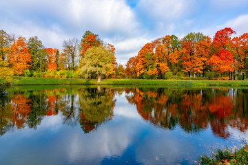 Alexander park in autumn, Pushkin (Tsarskoe Selo), St. Petersburg, Russia