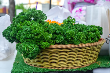 Fototapeta premium Green parsley in wicker basket