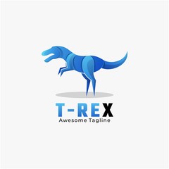 Vector Logo Illustration T-Rex Gradient Colorful Style.