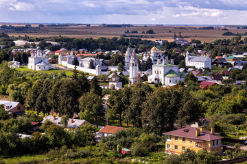 Fototapeta premium Aerial view of the city of Suzdal and Pokrovsky convent, Russia.