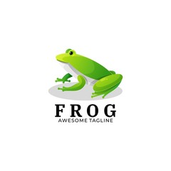 Vector Logo Illustration Frog Gradient Colorful Style.