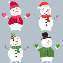 Print Hand drawn of Merry Christmas Collections. Vector Illustration.	