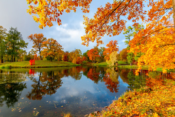 Alexander park in autumn, Pushkin (Tsarskoe Selo), St. Petersburg, Russia