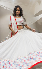 Indian Female Model in traditional Chaniya choli. Navratri is an Indian Festival and Chaniya choli...
