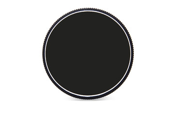 Black round shape on white  background.