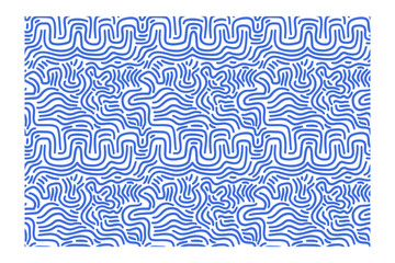 Seamless pattern with blue maze waves. 