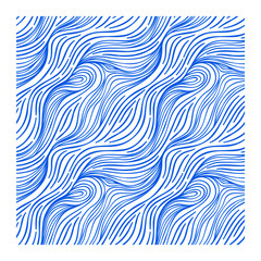 Fototapeta premium Seamless pattern with blue linear waves, hairs.