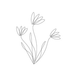 Flowers silhouette on white background, vector illustration