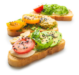 Tasty sandwiches on white background