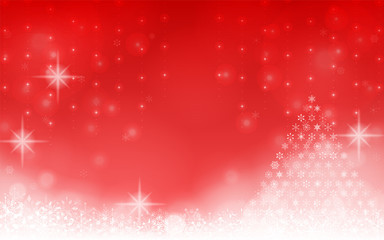 雪の結晶とクリスマスツリーのイルミネーションの背景素材