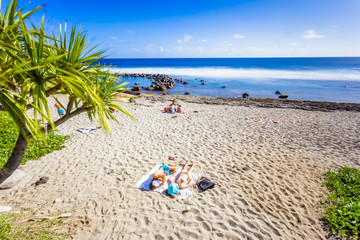 Fototapeta na wymiar tropical beach scene, Grand’ Anse, Reunion island 