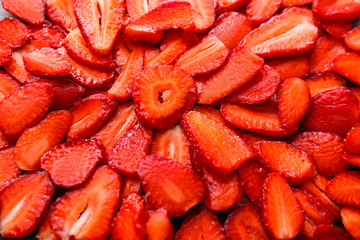 Cut fresh strawberry as background