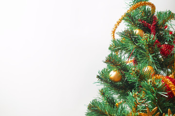 Christmas background, Christmas tree in white background, copyspace