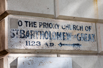 St. Bartholomew the Great Sign in London, UK