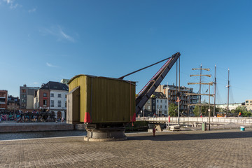 Fototapeta na wymiar Old dockyard crane in the Eilandje district
