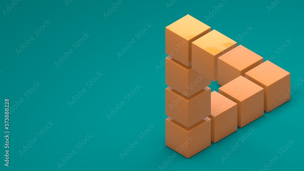 Aufkleber 3d rendering of an impossible triangle of their cubes. a puzzle isolated on a uniform background. sp