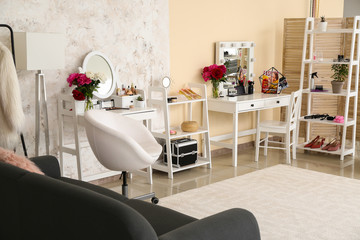 Stylish interior of modern makeup room