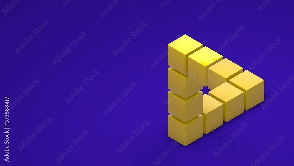 Aufkleber 3d rendering of an impossible triangle of their cubes. a puzzle isolated on a uniform background. sp