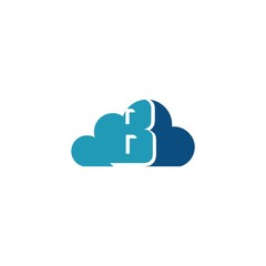Cloud with letter B logo, icon flat and vector design template. The cloud logotype with text.