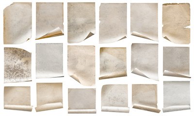 old papers set isolated