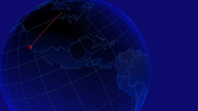 Amazing 3d globe interface displaying Los Angeles city to Paris flight route