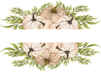 Watercolor pumpkin composition, floral pumpkins, Halloween clip art, autumn design elements, fall arrangement, Harvest clip art isolated on white