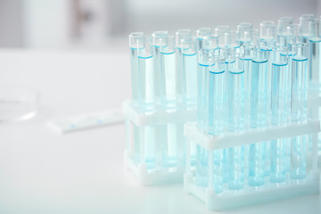Test tubes on table in laboratory