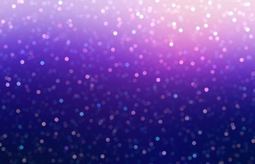 Pink blue bokeh on dark night sky abstract blur background. Magical holiday illustration.