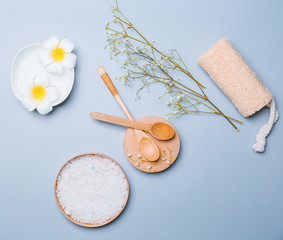 Beautiful spa composition on color background