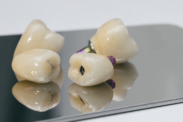 Dental health care. Dental dentist objects. Dental zirconium implants.