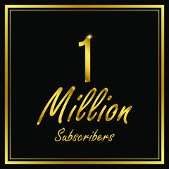One or 1 Million followers or subscribers achievement symbol design, vector illustration.