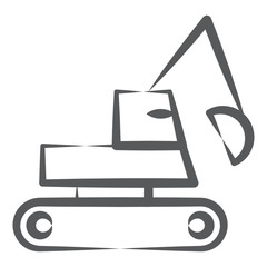 
Editable line style of excavator, icon of heavy machine 
