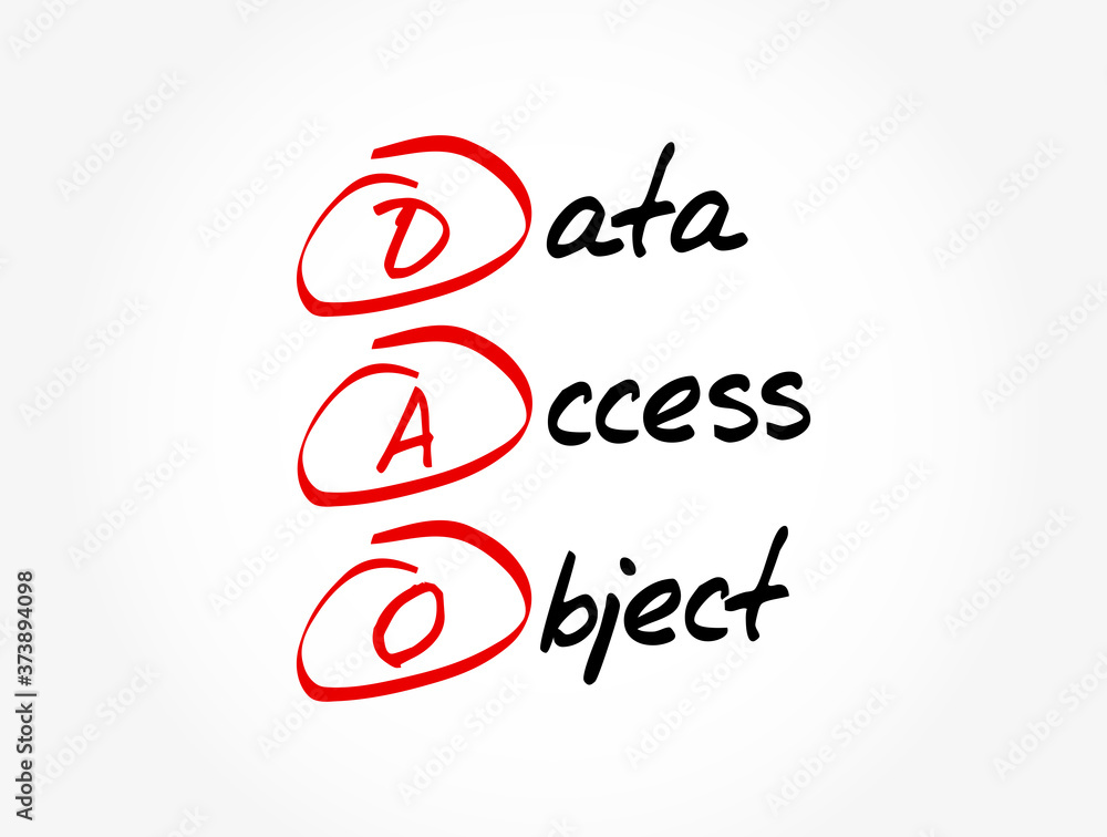 Poster dao - data access object acronym, technology concept background