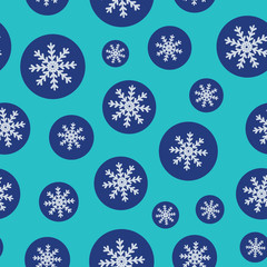 Snowflakes in dots. Seamless vector repeat pattern. Great for holidays, christmas, home decor, wrapping, fashion, scrapbooking, wallpaper, gift, kids, apparel.