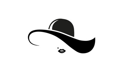 Sexy, elegant and glamour lady in black hat icon. Vector on isolated white background. EPS 10 - obrazy, fototapety, plakaty