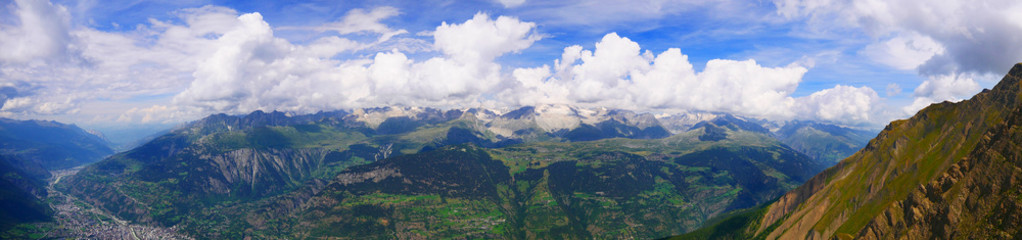 Obraz premium Folluhorn, Schweiz: Panorama des Jungfrau-Aletsch-Bietschhorn-Gebirge