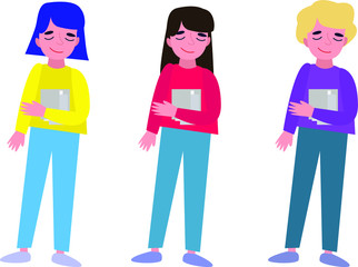 Obraz premium Set of vector characters, people with a book in their hands