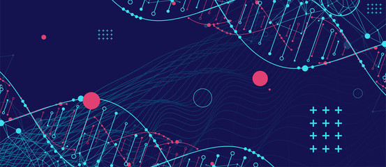 DNA abstract molecule. Medical science, genetic biotechnology, chemistry biology vector concept.