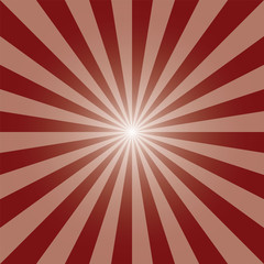 Sunburst background template. Burn red rectangular recto backdrop design. Dark run rays pattern. Deep red sunbeam background design for various purposes.