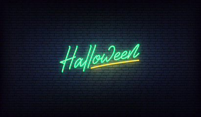 Halloween neon lettering sign. Halloween vector holiday design