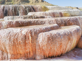 travertines, natural thermal water, health and nature view
