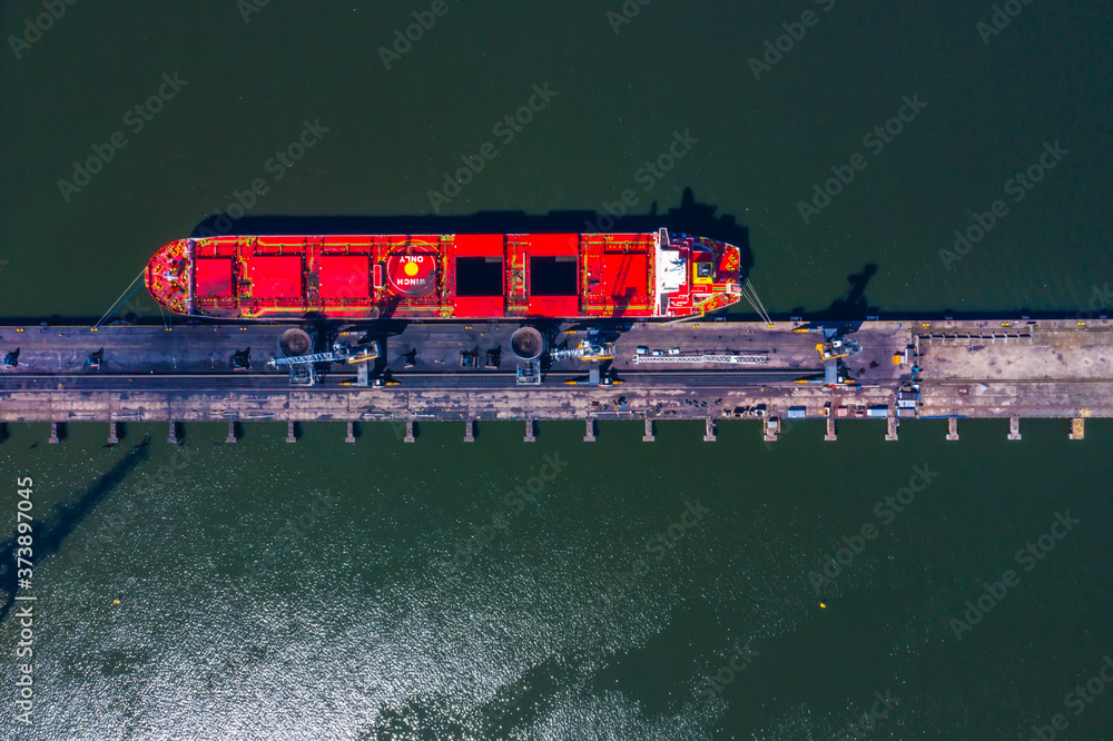 Poster container ship from sea port working for delivery containers shipment and container warehouse backgr
