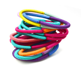 Colorful hair bands on white backgroumd