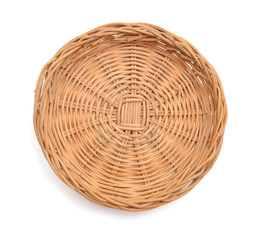 Empty Wicker Basket , Clipping path , isolated on white