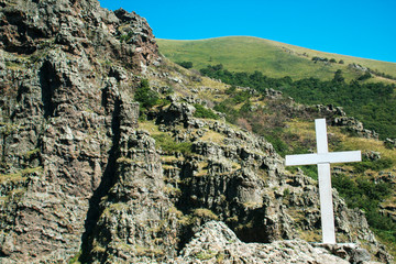 White cross on the hill