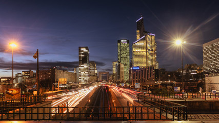 Paris - France - La Défense au crépucule de la nuit