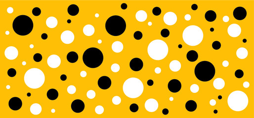 Yellow, black color. Small and big polka dots. Seamless dotted background. Abstract geometric wallpaper or banner. Vector Decorative pattern. Christmas ( xmas ).