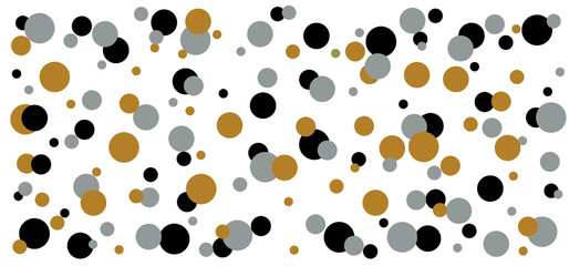Golden, gold, silver, gray color. Small and big polka dots. Seamless dotted background. Abstract geometric wallpaper or banner. Vector Decorative pattern. Christmas ( xmas ).