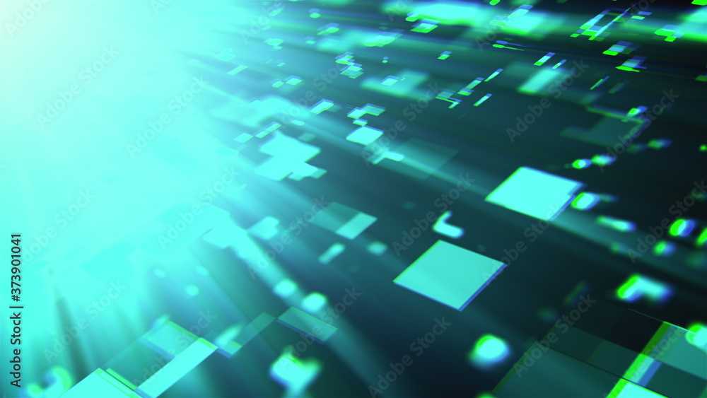 Poster 3d rendering of technology and data processing. computer generated modern information backdrop