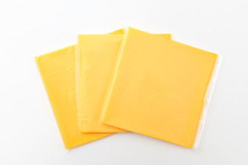 Cheddar cheese on a white background
